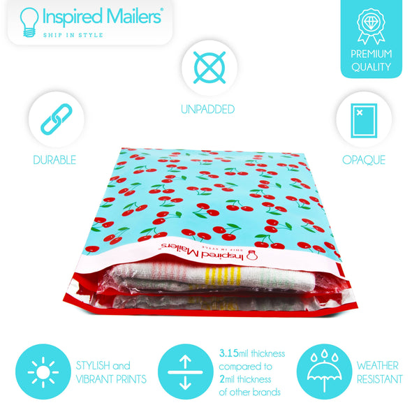 Inspired Mailers Flat Poly Mailers Blue Cherries - 10x13