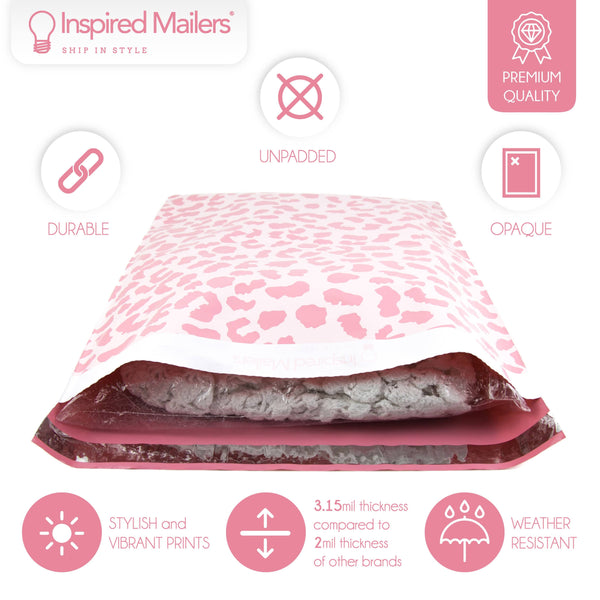 Inspired Mailers Flat Poly Mailers Rose Gold Cheetah - 14.5x19
