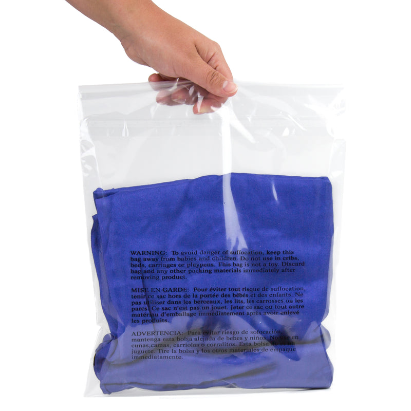 Combo Pack 16x22", 20x24", 24x28 Clear Poly Bags - Suffocation Warning