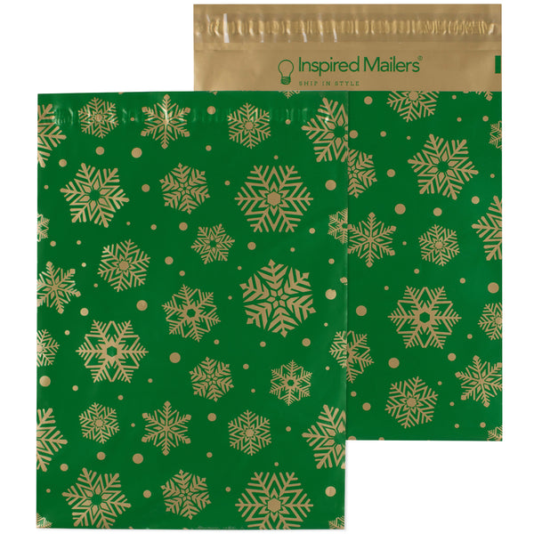 Golden Green Snowflakes - 14.5x19