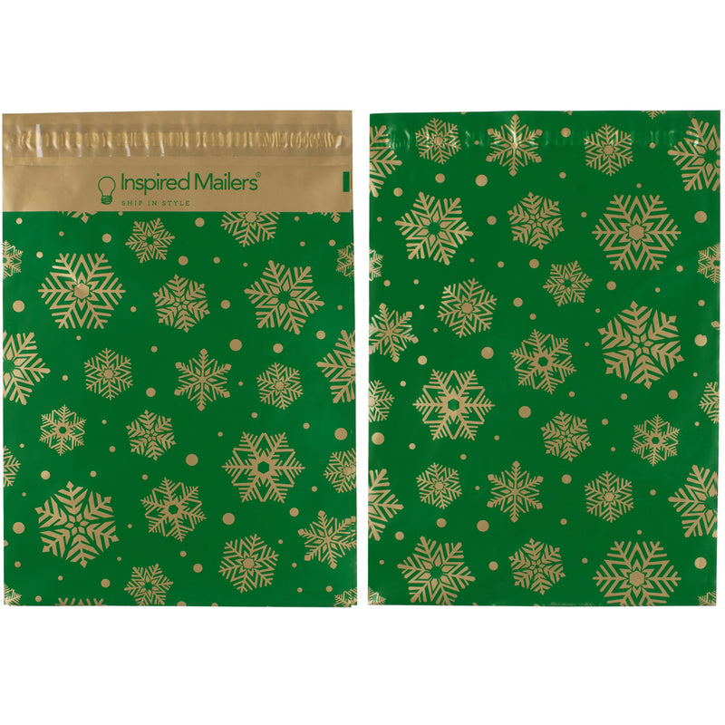 Golden Green Snowflakes - 14.5x19