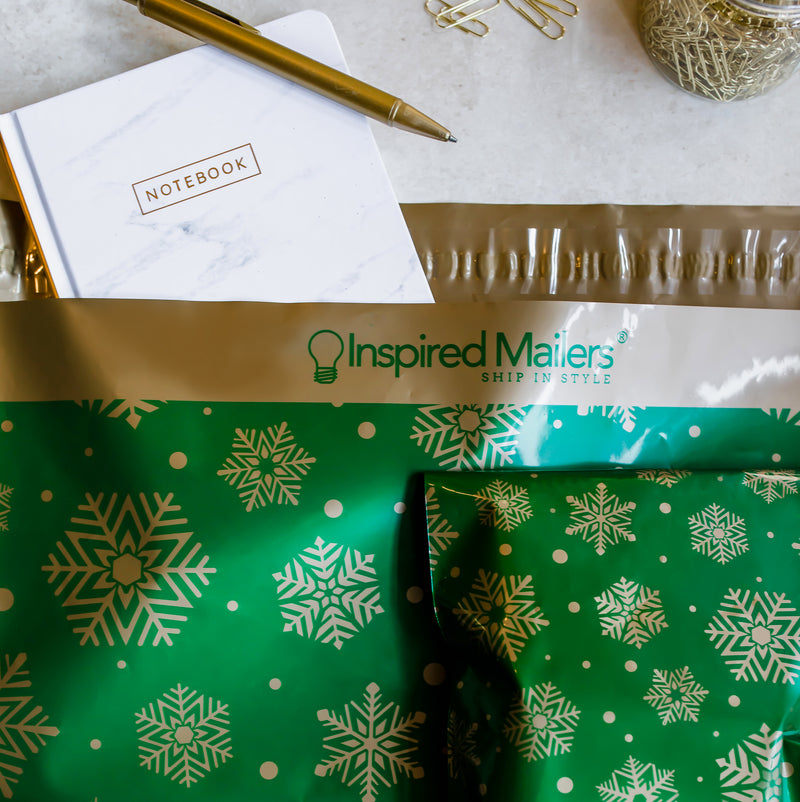 Golden Green Snowflakes - 14.5x19