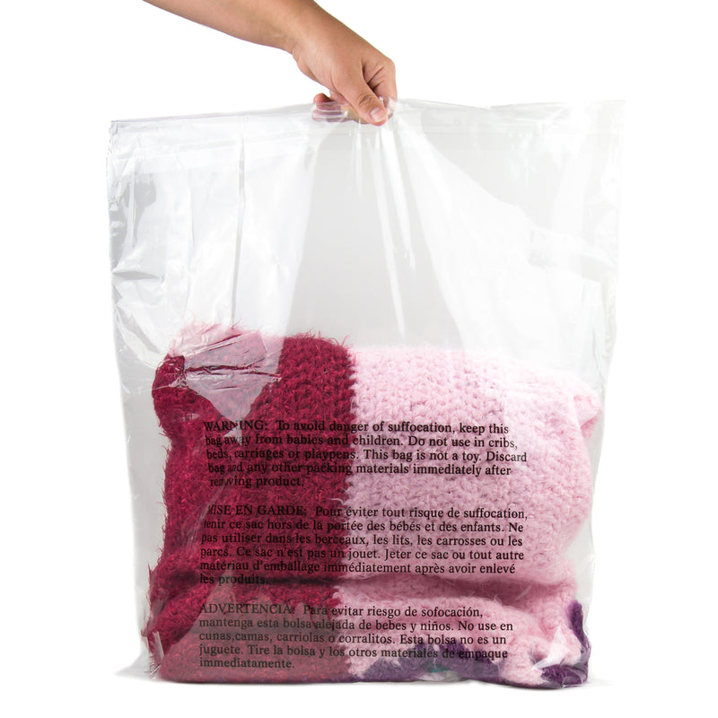 Clear Poly Bags - Suffocation Warning - Self Seal - 20x24"