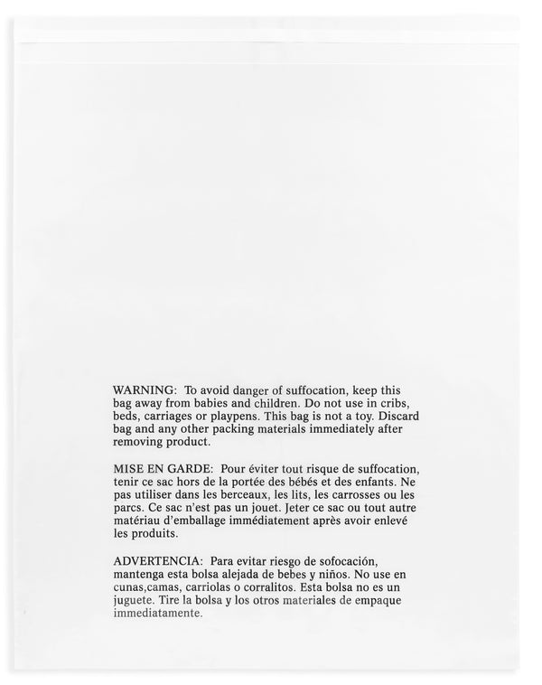Clear Poly Bags - Suffocation Warning - Self Seal - 20x24"