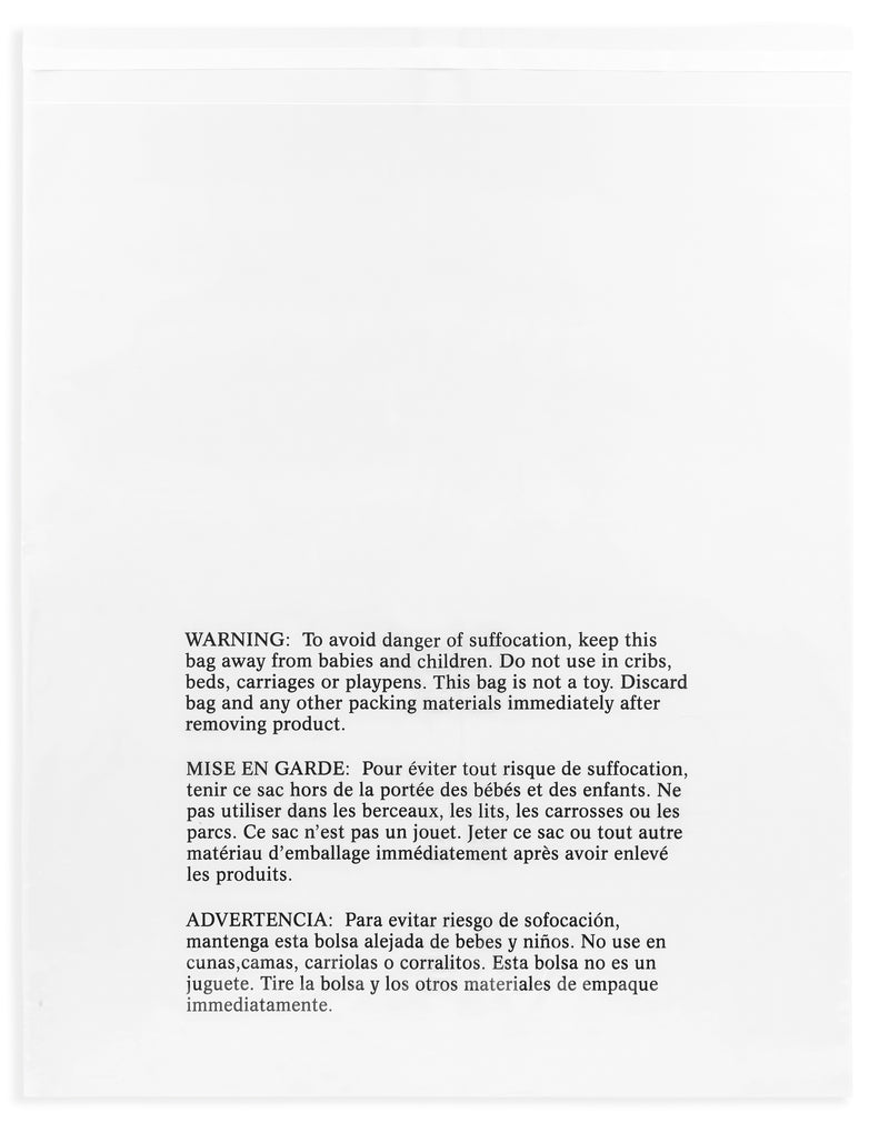 Clear Poly Bags - Suffocation Warning - Self Seal - 20x24"
