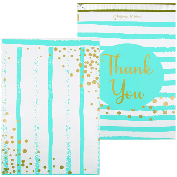 Aqua Blue Thank You Confetti Stripes - 14.5x19