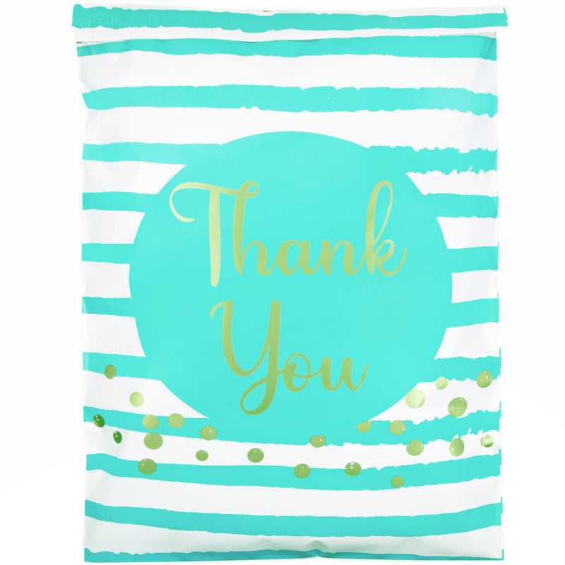 Aqua Blue Thank You Confetti Stripes - 14.5x19