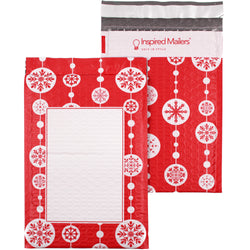 Red Snowflake Baubles Bubble Mailers - 6x9 - Pack of 25