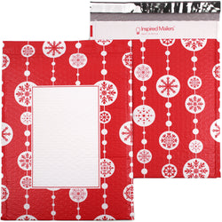 Red Snowflake Baubles Bubble Mailers - 10x13 - Pack of 25