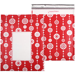 Red Snowflake Baubles Bubble Mailers - 12x15 - Pack of 10