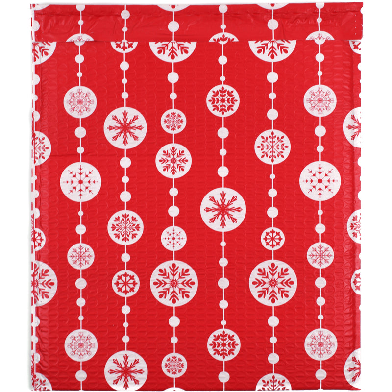 Red Snowflake Baubles Bubble Mailers - 12x15 - Pack of 10