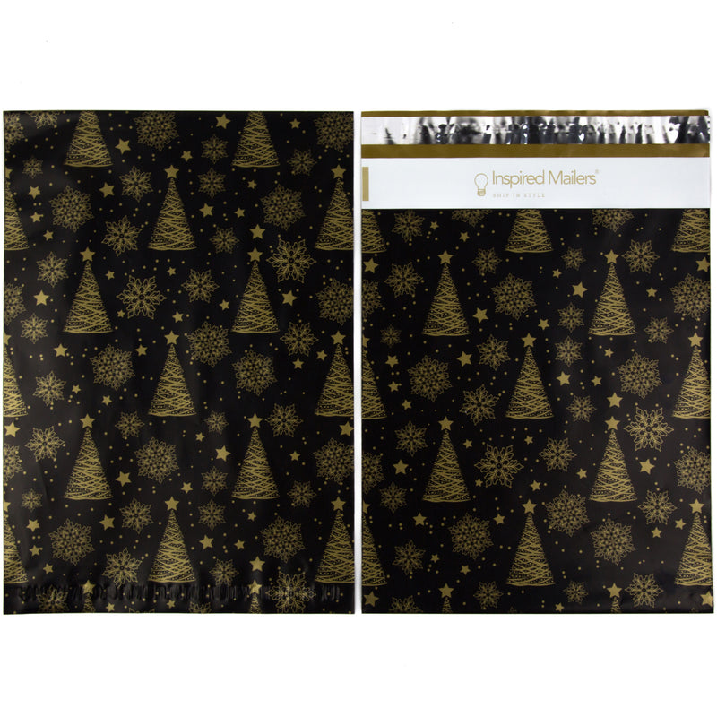 10x13 Holiday Variety Pack - Christmas Trees & Snowflakes, Rose Gold Christmas Trees, Gold Snowflake Baubles