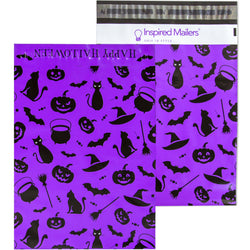 Inspired Mailers Flat Poly Mailers Halloween Bats & Cats Purple - 10x13