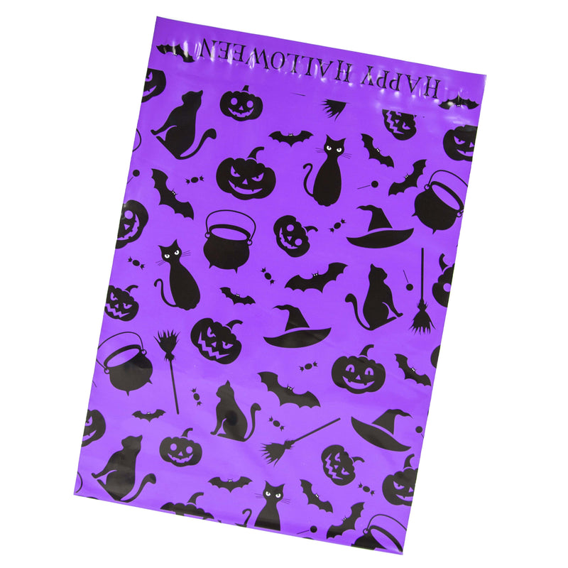 Inspired Mailers Flat Poly Mailers Halloween Bats & Cats Purple - 10x13
