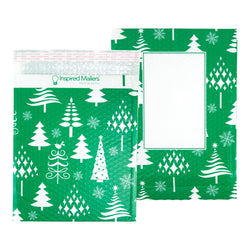 Inspired Mailers Bubble Mailers Green Christmas Trees Bubble Mailers - 10x13 - Pack of 10