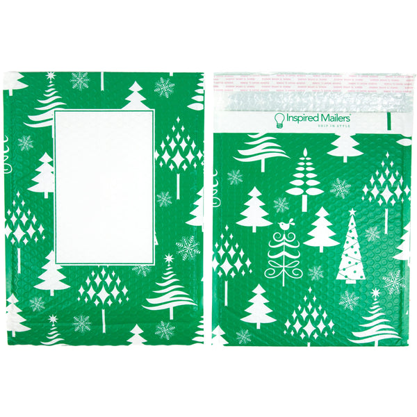 Inspired Mailers Bubble Mailers Green Christmas Trees Bubble Mailers - 10x13 - Pack of 25