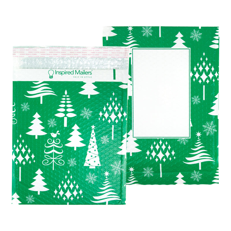 Inspired Mailers Bubble Mailers Green Christmas Trees Bubble Mailers - 10x13 - Pack of 25