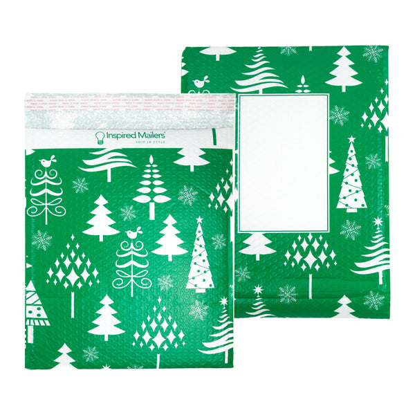 Inspired Mailers Bubble Mailers Green Christmas Trees Bubble Mailers - 12x15 - Pack of 25