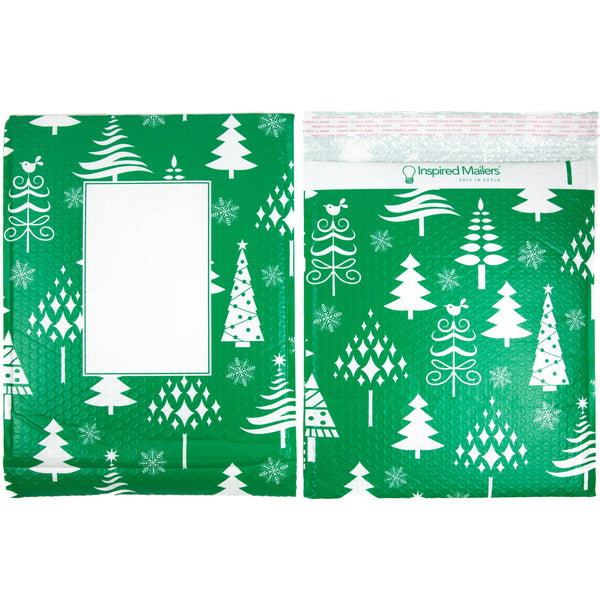 Inspired Mailers Bubble Mailers Green Christmas Trees Bubble Mailers - 12x15 - Pack of 25