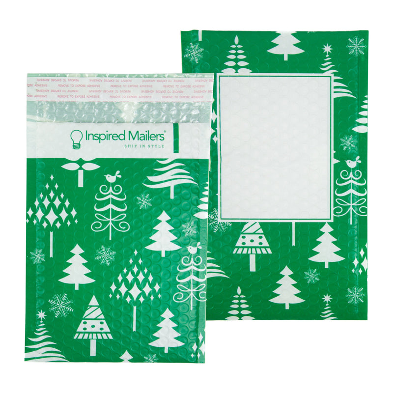 Inspired Mailers Bubble Mailers Green Christmas Trees Bubble Mailers - 6x9 - Pack of 25