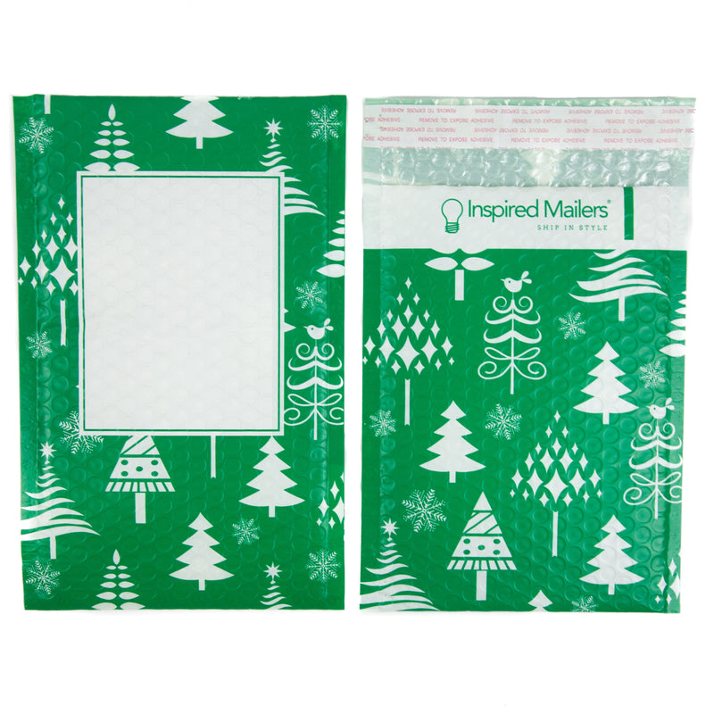 Inspired Mailers Bubble Mailers Green Christmas Trees Bubble Mailers - 6x9 - Pack of 25