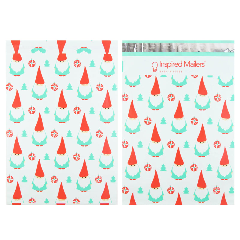 Inspired Mailers Flat Poly Mailers 10x13 Holiday Variety Pack - Gnomes, Penguins, Mistletoe, Ornaments
