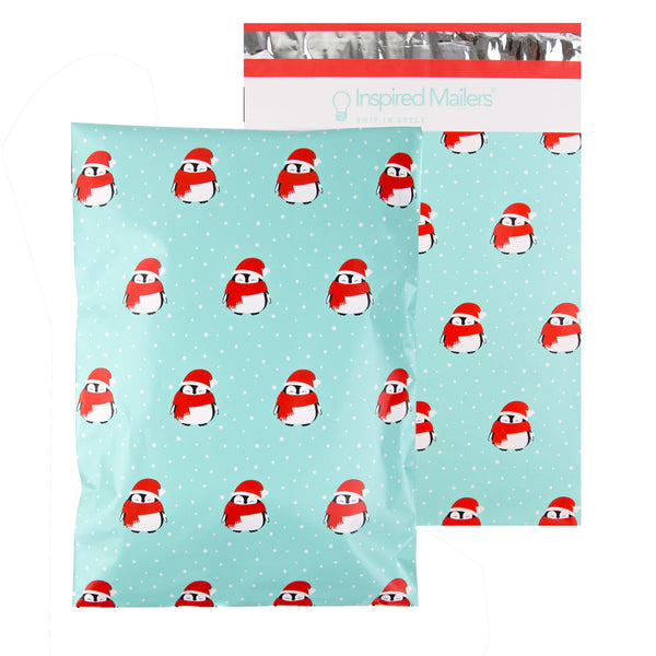 Inspired Mailers Flat Poly Mailers 10x13 Holiday Variety Pack - Gnomes, Penguins, Mistletoe, Ornaments
