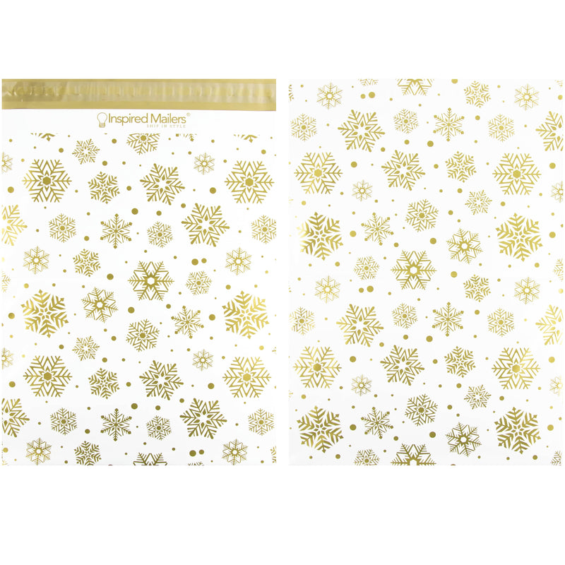 Inspired Mailers Flat Poly Mailers 14.5x19 Variety Pack - Winter Forest Rose Gold, Snowflakes White and Gold, Snowflakes Silver and Blue, Rose Gold Christmas Trees