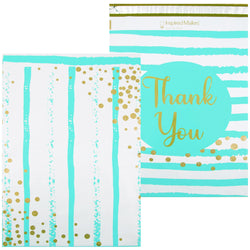 Inspired Mailers Flat Poly Mailers Aqua Blue Thank You Confetti Stripes - 14.5x19