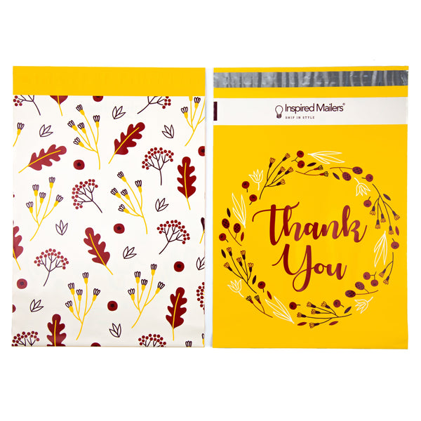 Inspired Mailers Flat Poly Mailers Autumn Thank You - 10x13