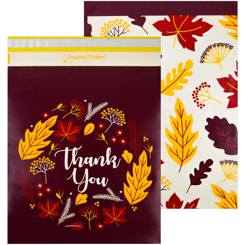 Inspired Mailers Flat Poly Mailers Autumn Thank You - 14.5x19