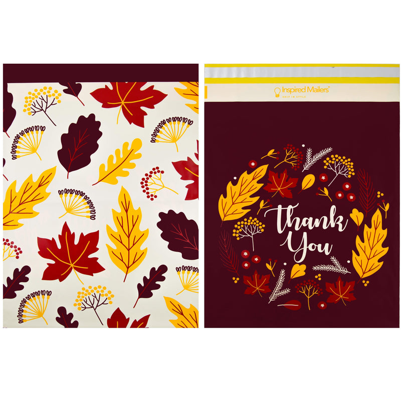 Inspired Mailers Flat Poly Mailers Autumn Thank You - 14.5x19