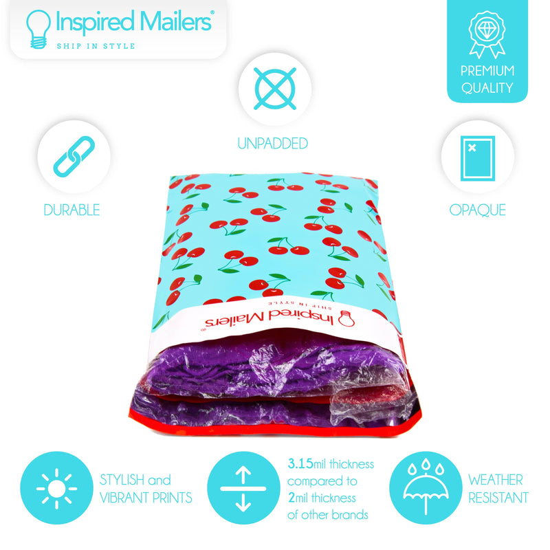 Inspired Mailers Flat Poly Mailers Blue Cherries - 6x9