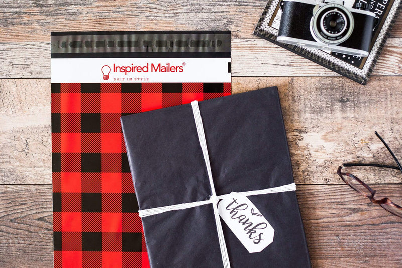 Inspired Mailers Flat Poly Mailers Buffalo Plaid (Red) - 16x22