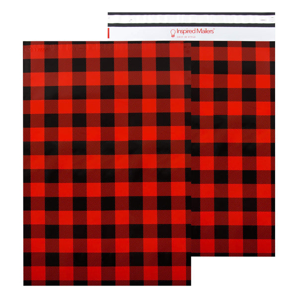 Inspired Mailers Flat Poly Mailers Buffalo Plaid (Red) - 16x22