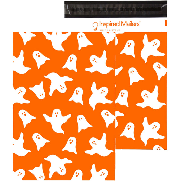 Inspired Mailers Flat Poly Mailers Halloween Ghosts Orange - 10x13