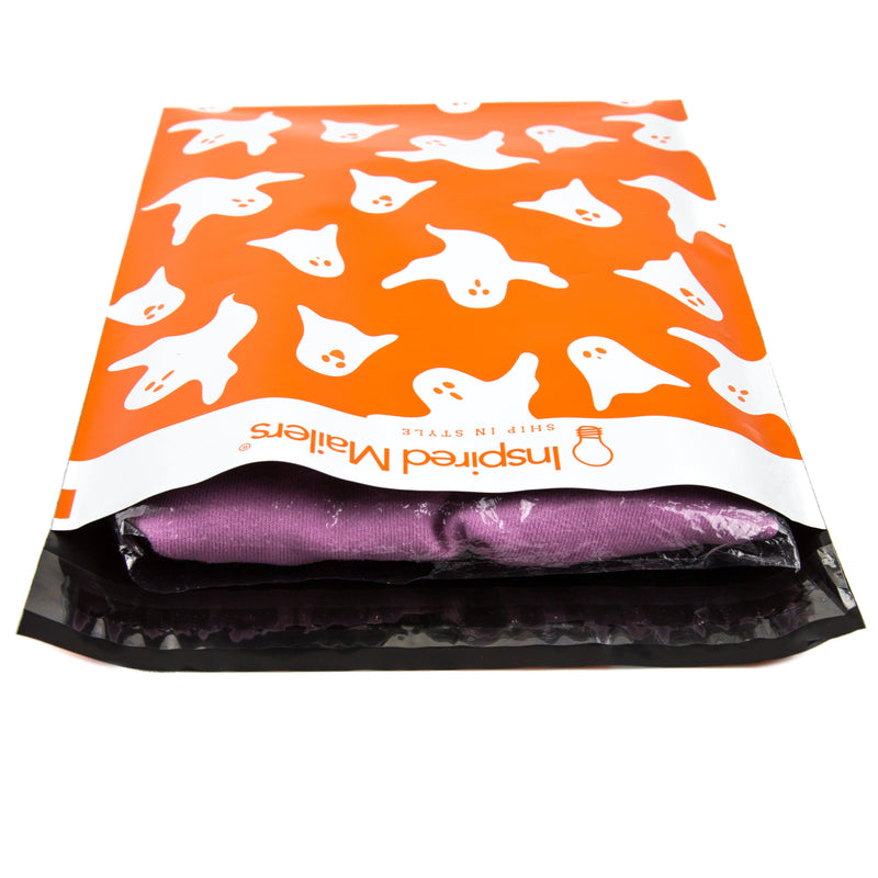 Inspired Mailers Flat Poly Mailers Halloween Ghosts Orange - 10x13