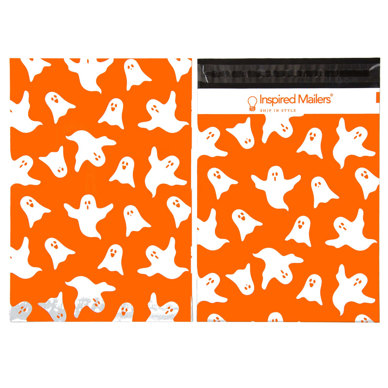 Inspired Mailers Flat Poly Mailers Halloween Ghosts Orange - 10x13