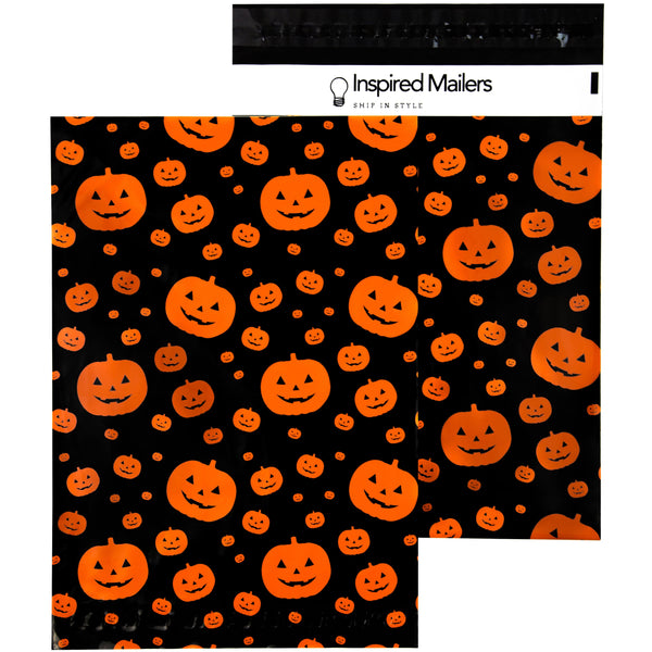 Inspired Mailers Flat Poly Mailers Halloween Jack-O-Lanterns Black/Orange - 10x13