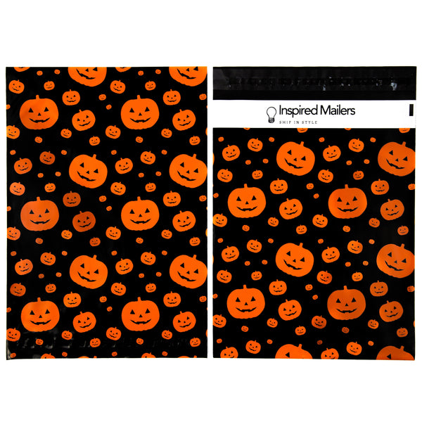 Inspired Mailers Flat Poly Mailers Halloween Jack-O-Lanterns Black/Orange - 10x13