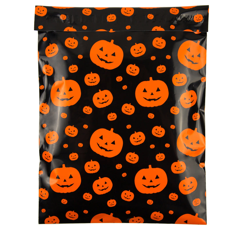 Inspired Mailers Flat Poly Mailers Halloween Jack-O-Lanterns Black/Orange - 10x13