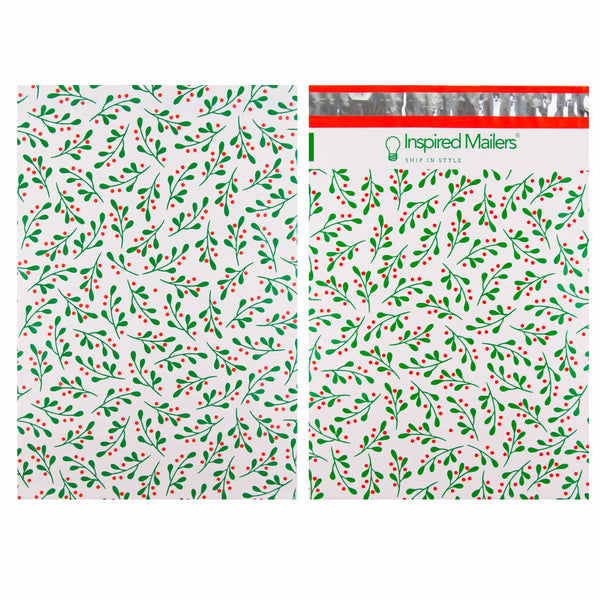 Inspired Mailers Flat Poly Mailers Holiday Mistletoe - 10x13