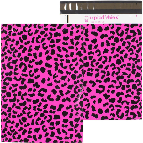 Inspired Mailers Flat Poly Mailers Hot Pink Cheetah - 10x13