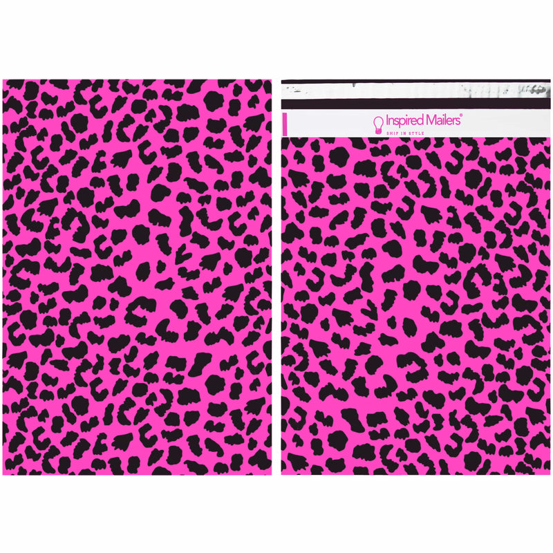 Inspired Mailers Flat Poly Mailers Hot Pink Cheetah - 14.5x19