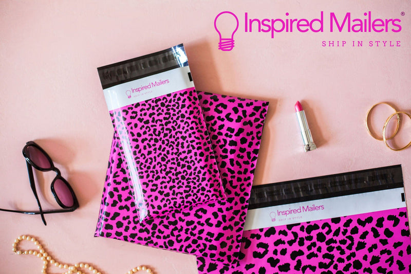 Inspired Mailers Flat Poly Mailers Hot Pink Cheetah - 14.5x19