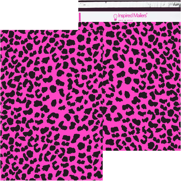 Inspired Mailers Flat Poly Mailers Hot Pink Cheetah - 14.5x19