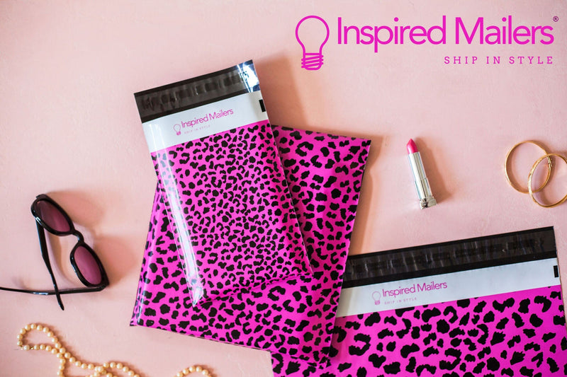 Inspired Mailers Flat Poly Mailers Hot Pink Cheetah - 6x9