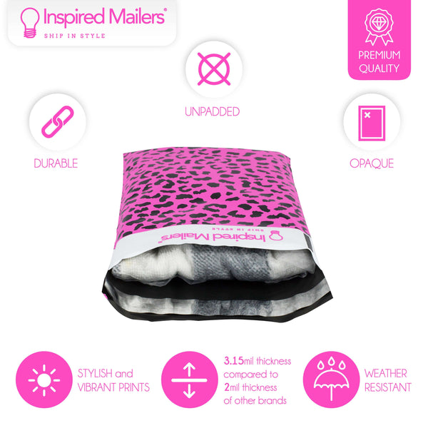 Inspired Mailers Flat Poly Mailers Hot Pink Cheetah - 6x9