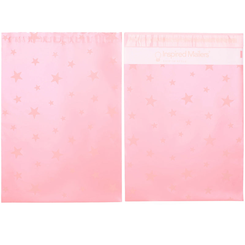Inspired Mailers Flat Poly Mailers Pink/Rose Gold Stars - 10x13