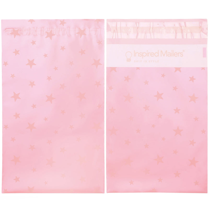 Inspired Mailers Flat Poly Mailers Pink/Rose Gold Stars - 6x9